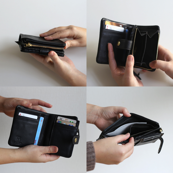 CINQ/サンク/財布/２つ折り財布/カードがたくさん入るお財布/黒/レザー/おしゃれ/かわいい